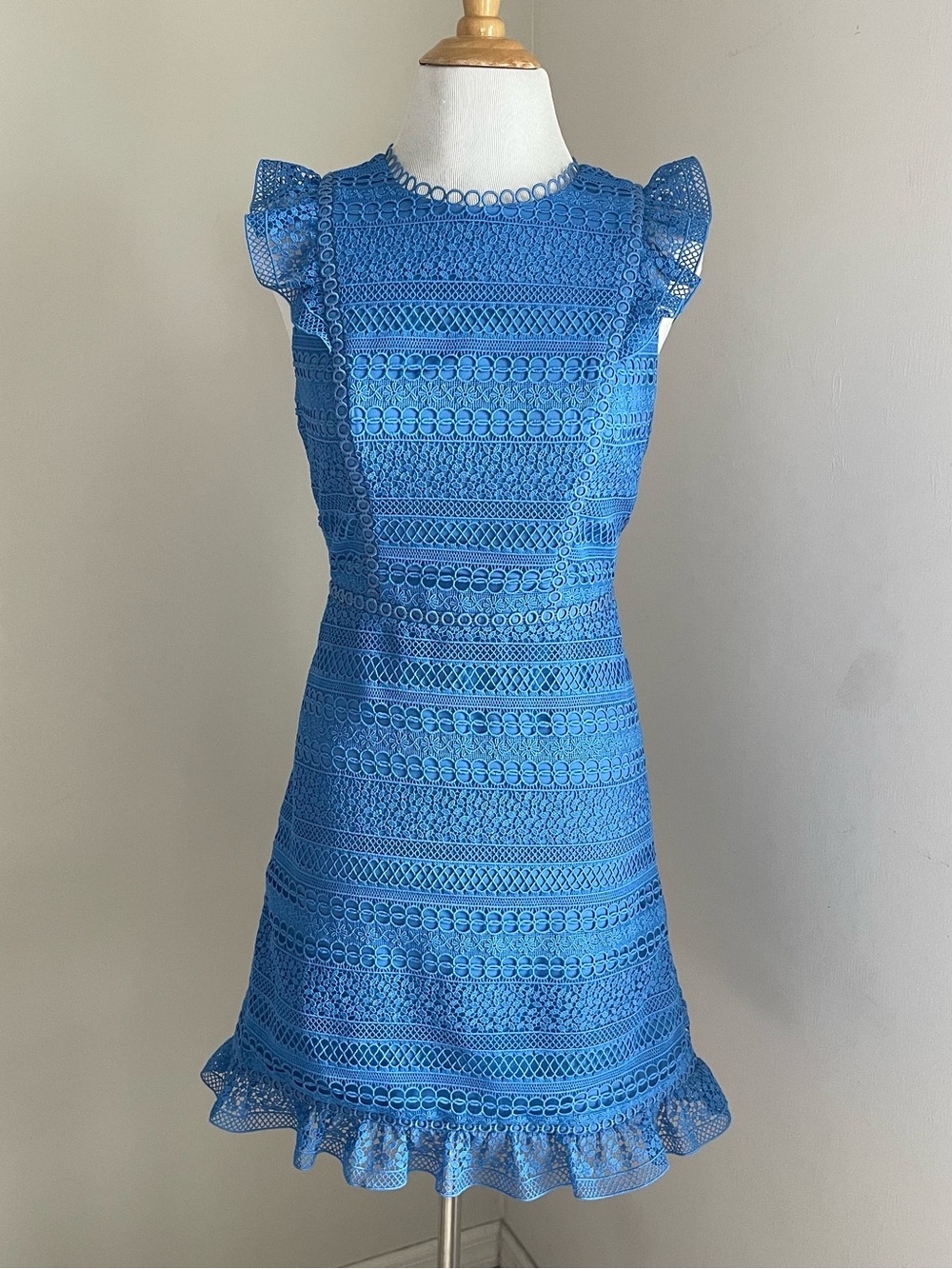 J. Crew Black Label Blue Lace Fit-and-Flare Summer Dress